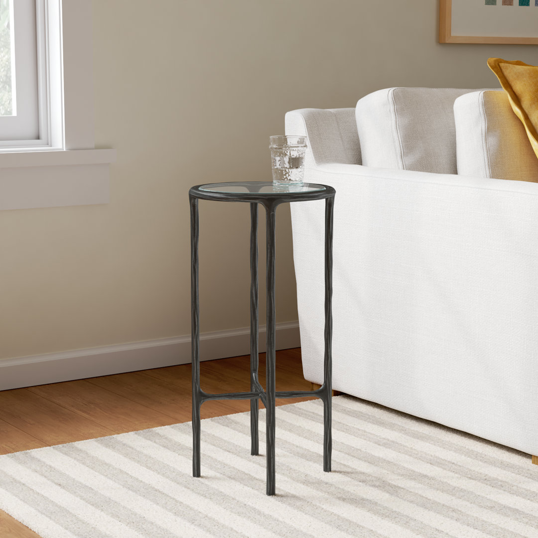 Evelynn Glass Cross Legs End Table
